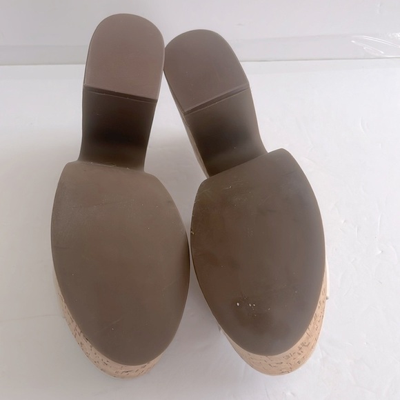 SCHUTZ Dalle Cutout Sandals Cream Cork Block Heel Platform Mules Shoes Size 9.5 - Picture 12 of 12